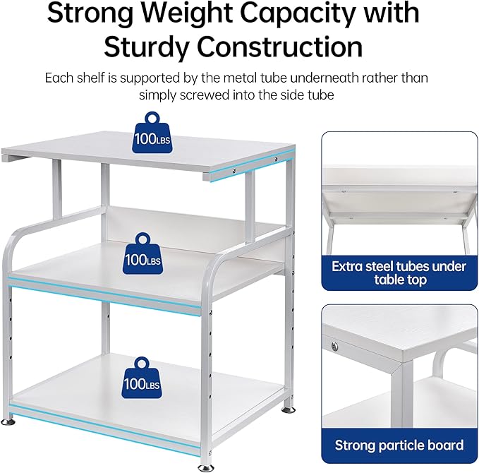 Fannova White Printer Stand, 23.6 x18.9 x 30 Inches Big Size Printer Table - Image 3