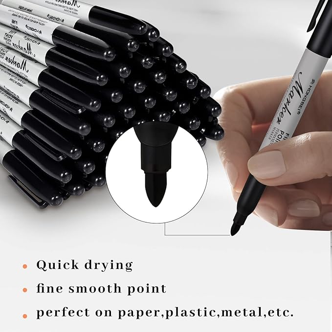 Thenshop 160 Pack Black Permanent Markers Bulk - Image 2