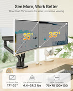 monTEK Dual Monitor Arm, Mechanical Spring Monitor Arm - Image 2