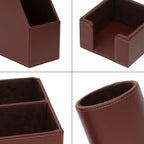 6 piece office supplies/desk organizer set with desktop, close-up detail