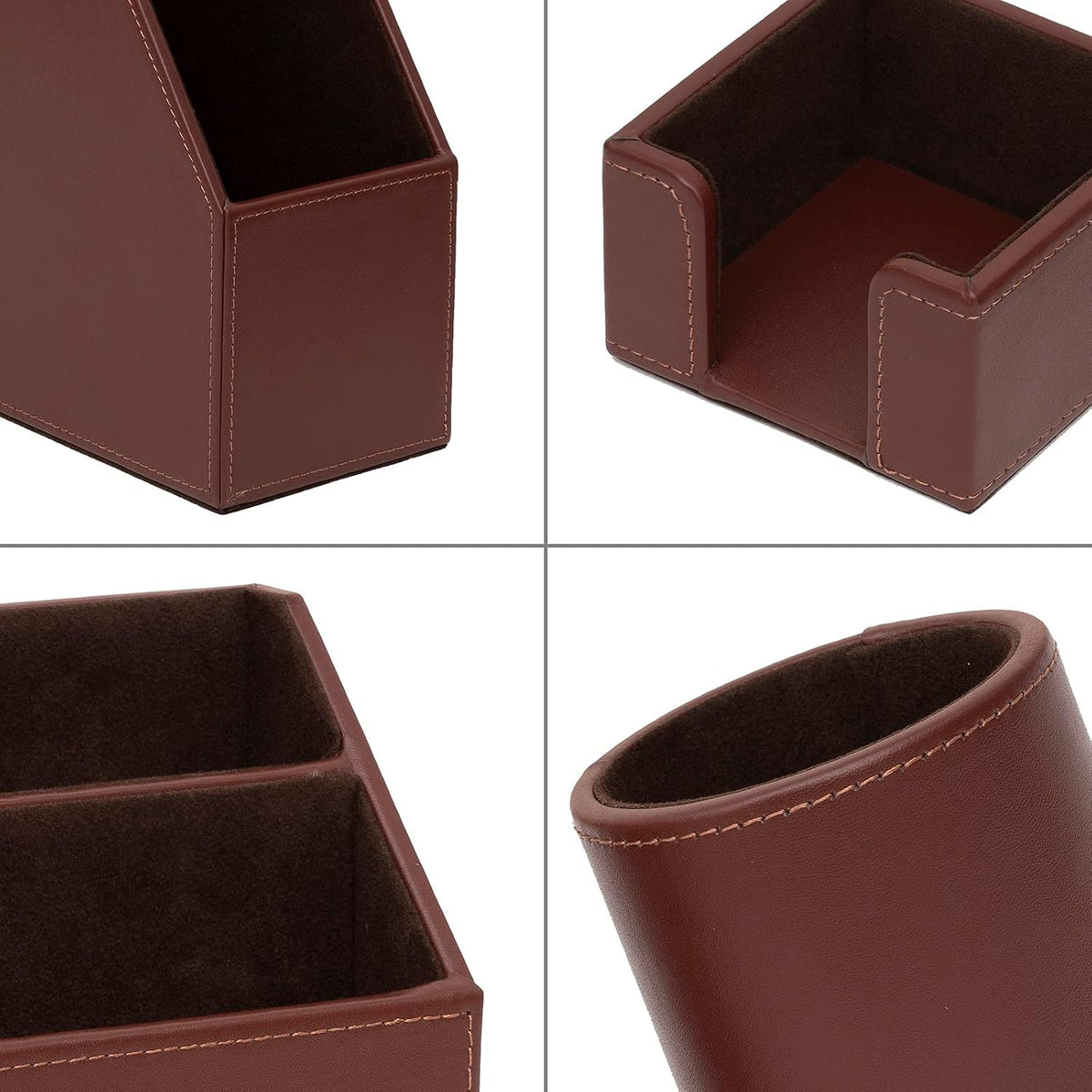 6 piece office supplies/desk organizer set with desktop, close-up detail