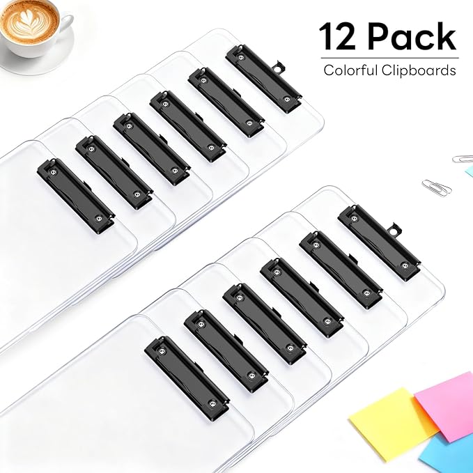 Zoenley A4 Plastic Clipboard Set of 12, A4 Transparent 8.5 x 11 Clip Board - Image 3