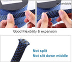 100ft - 3/8 inch PET Expandable Braided Sleeving – BlackBlue – Alex Tech - Image 5