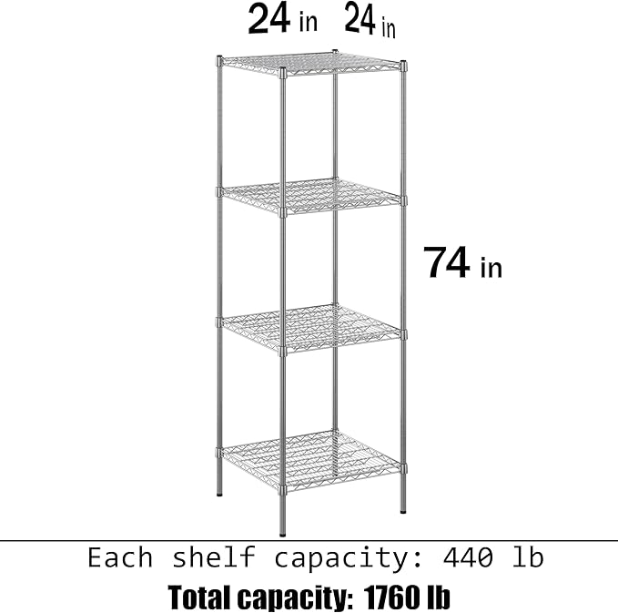 Regal Altair 24" Deep x 24" Wide x 74" Height Wire Shelving Kit | 4-Tier | NSF - Image 3