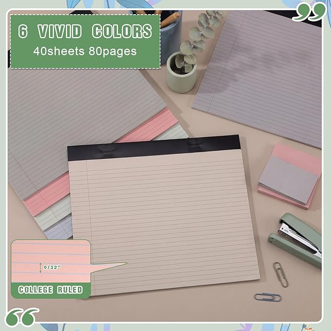 Lincia 6 Pcs 11" x 9.5" Legal Pads College Ruled Notepad Landscape Notebook - Image 3