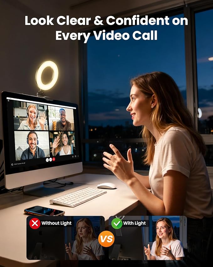 Evershop Ring Light for Laptop Desk Clip On, Small Computer Video Conference - Image 3