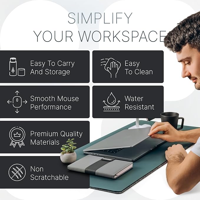 Nordik Felt and Leather Desk Mat Non-Slip - Image 5