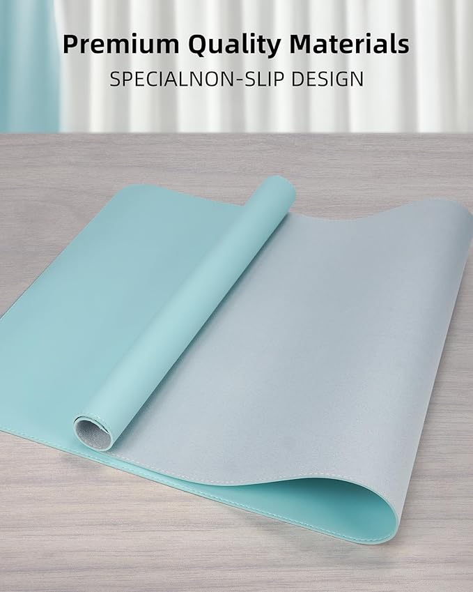 Leather Desk Pad Protector, Mouse Pad, Office Desk Mat, Non-Slip PU Leather - Image 2