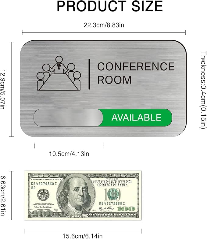 ANIWEY Acrylic Office Meeting Room Door Sign, 8.8 x 5.1 inches, Minimalist Style - Image 3