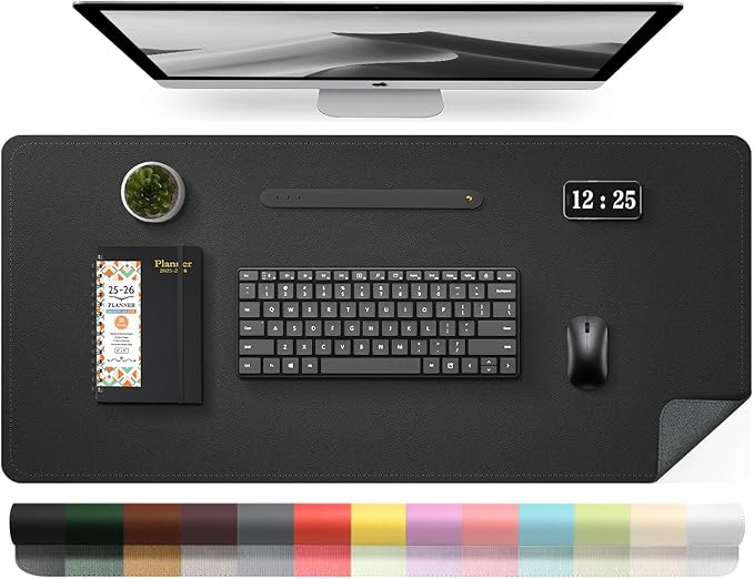Leather Desk Pad Protector, Desk Mat, Large Mouse Pad, Non-Slip Desk Blotter by BLESWIN