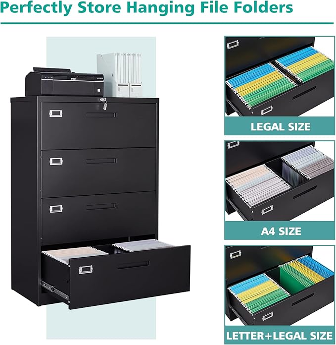 MIIIKO 4 Drawer Lateral File Cabinet - Image 4