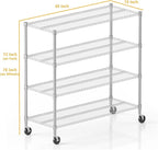 Himimi 72" H Storage Shelves 4 Tier Metal Shelving Adjustable Wire Shelf - Image 3