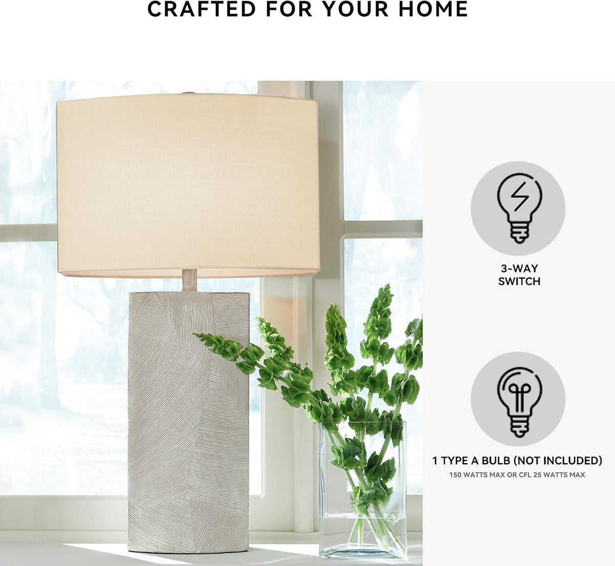Signature Design by Ashley Bradard 31 Inch Rustic Table Lamp, Ivory Brown