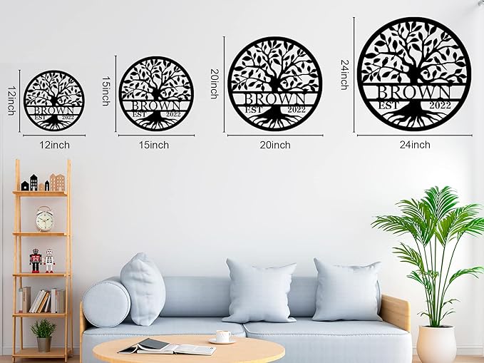Personalized Tree of Life Metal Sign, Personalized Last Name Signs, Custom Name - Image 6