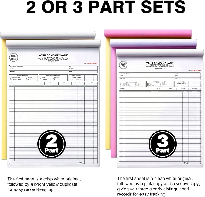 Custom Invoice Book with Logo 100 Set Personalized Receipt Books Customized - Image 3