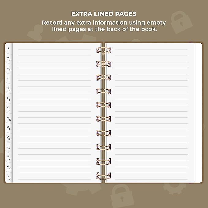 Clever Fox Password Book Spiral – Mini Internet Address & Password Organizer - Image 6