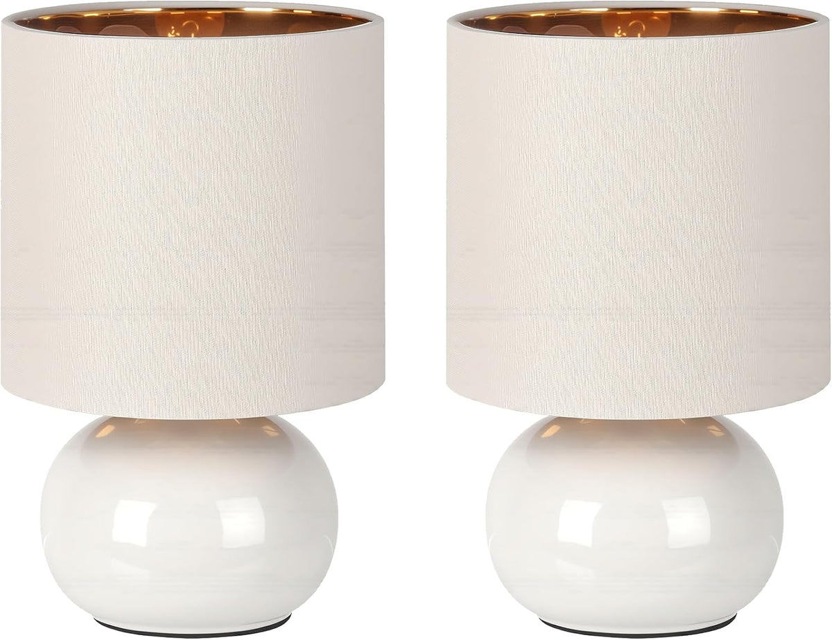 Hamucd Ceramic Table Lamps Set of 2, Modern Classic Bedside Lamps for Nightst...