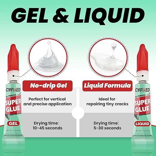 Super Glue Gel & Liquid, Single Use Strong Cyanoacrylate Adhesive - Image 3