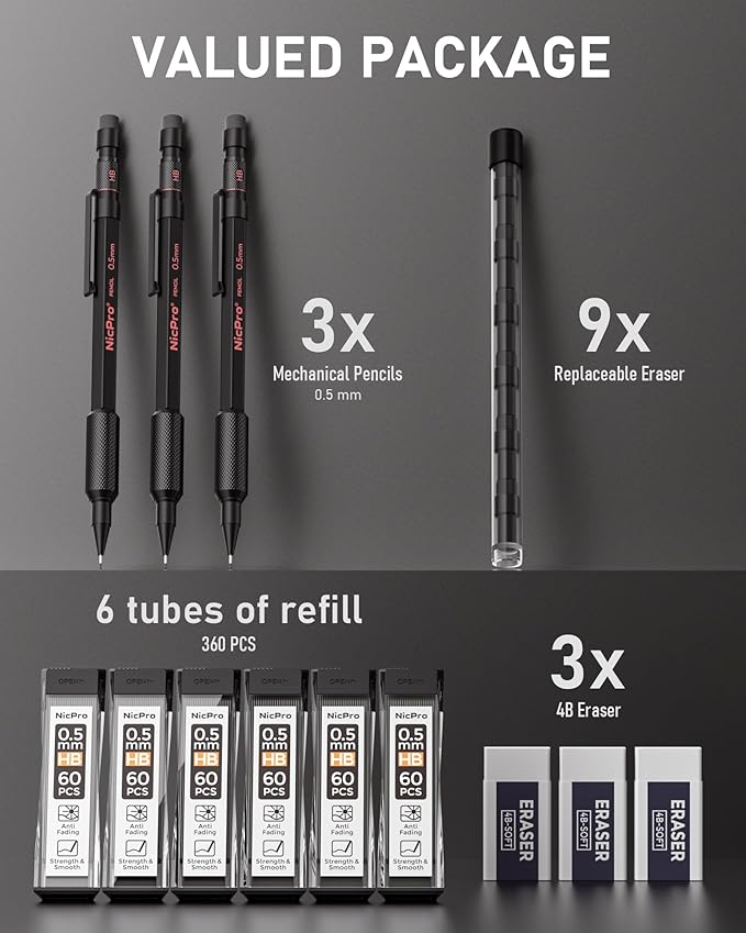 Nicpro 0.5 mm Mechanical Pencil Set - Image 6