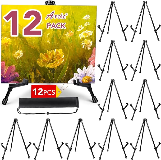 AROIC 12 Pack 14'' Tabletop Easels, Adjustable Portable Table Top Easel by AROIC