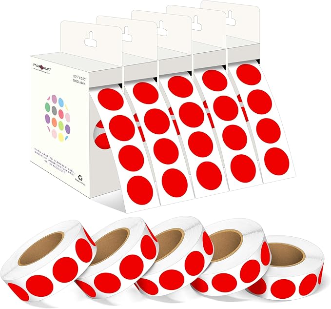 PARLAIM 3/4 Inch Roll Color Coding Labels, 10000 per 10 Rolls Round Permanent by PARLAIM