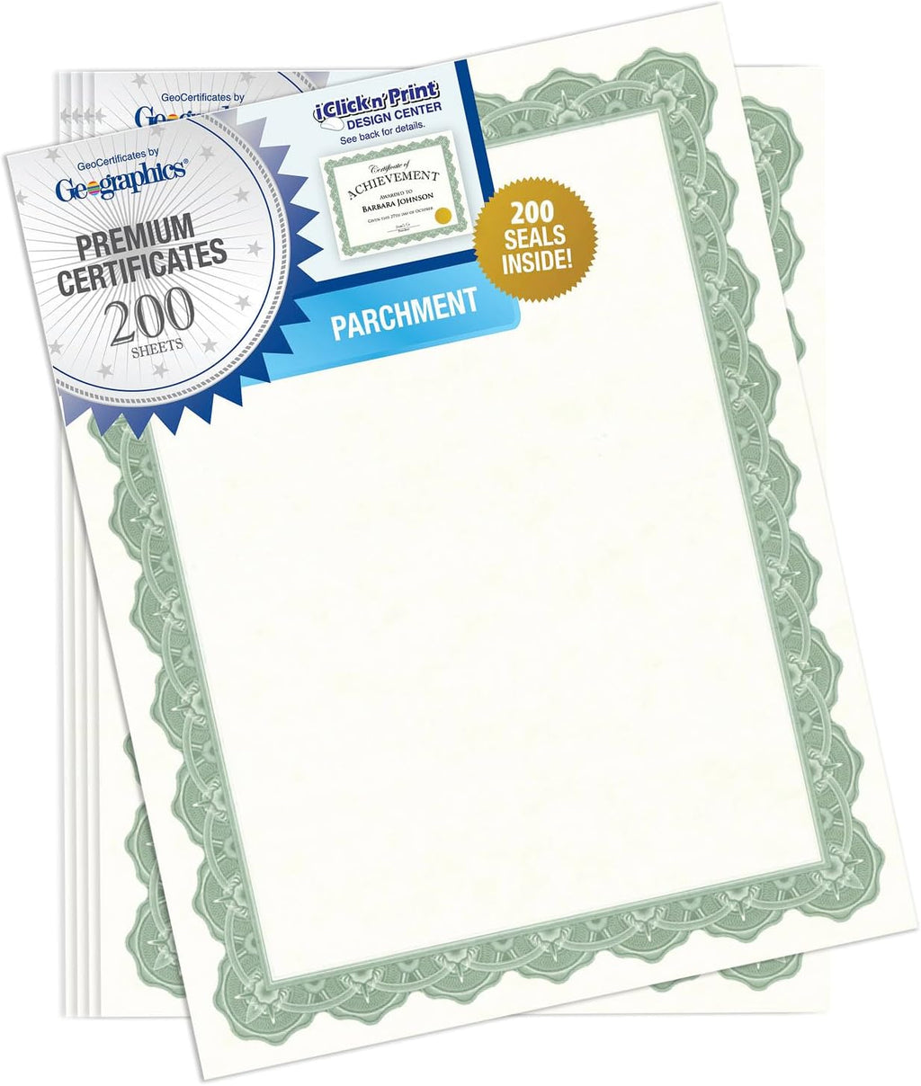 Geographics® 30% Recycled Blank Parchment Certificates, 8 1/2" x 11", Optima