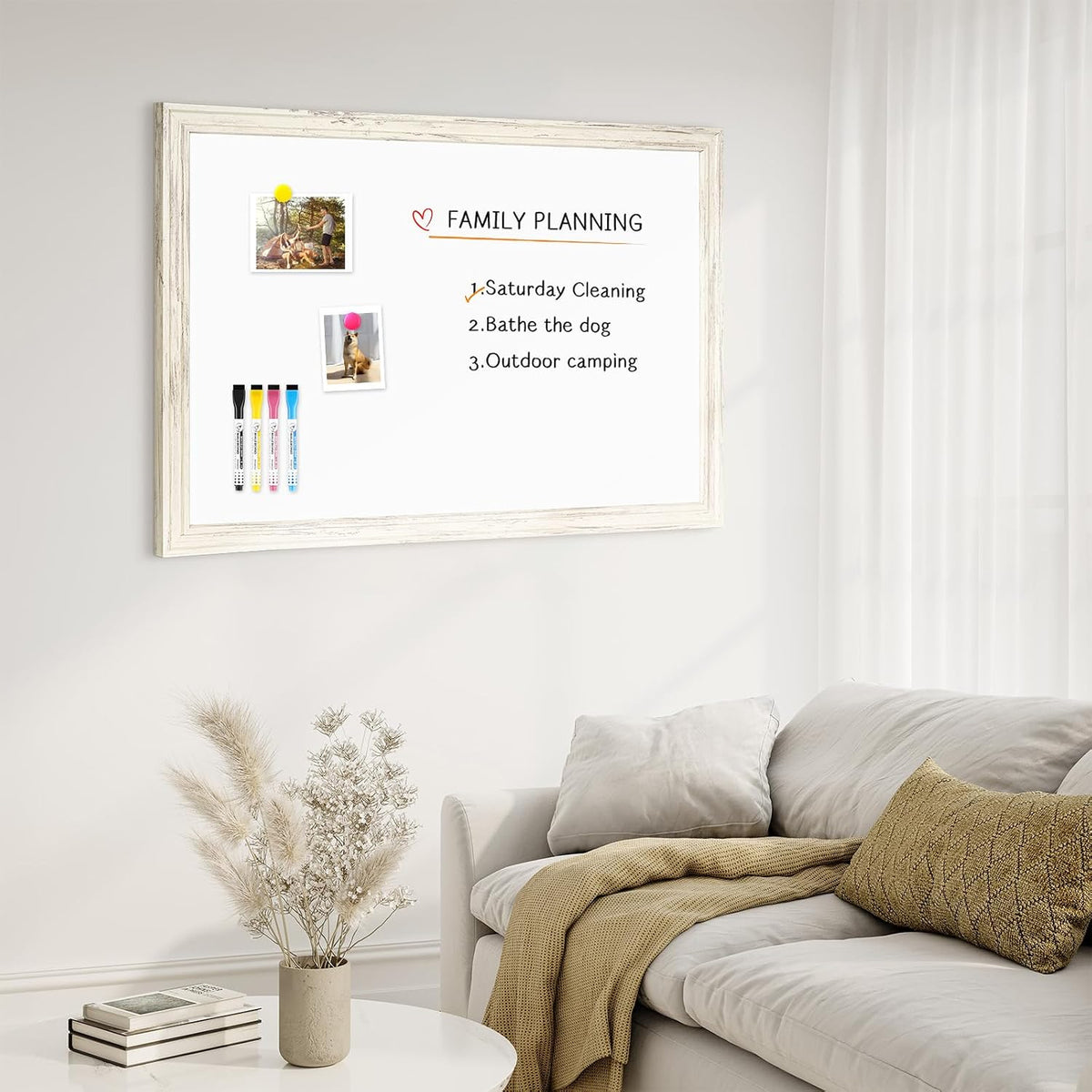 4 THOUGHT Dry Erase Board, 36" x 24" Magnetic Whiteboard, Vintage W...
