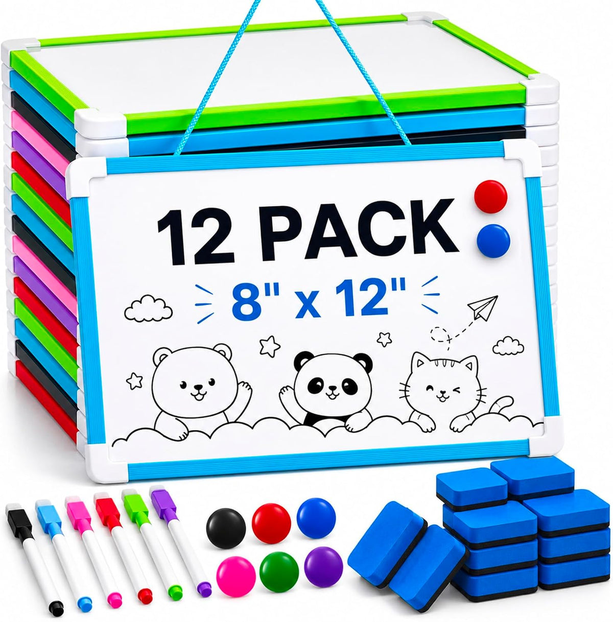 12 Pack 8'' x 12'' Hanging Magnetic Dry Erase Board Small Dry...