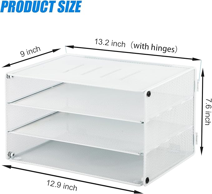 EASEPRES 3 Tier Mesh Desk Organizer Tray, Desktop Mail File Paper Letter Folder - Image 2