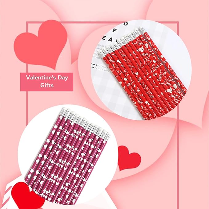 Hdagbnn 72PCS Valentine's Day Pencils, Wooden Heart Pencil - Image 6