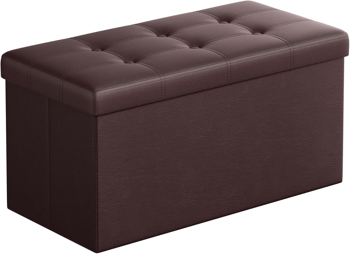 SONGMICS Storage Ottoman Bench, 30 Inches Folding Foot Rest Stool