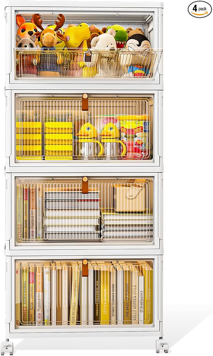 CTSNSLH 4 Tier Plastic Storage Bins and Boxes Organizer - 28Qt Stackable by CTSNSLH
