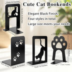 Metal Book Ends, Cat Decorative Bookends, 8 Pcs | Heavy Duty Bookends for Shelves,Book Ends for Office Home Cute Desk Bookshelf Decor Cat Lover Gifts