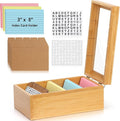 3x5 Index Card Holder with Dividers Bamboo Index Card Organizer Index Card by DLUGOPIS