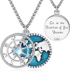 Compass Necklace for Women Men 925 Sterling Silver Pendant Urn Necklaces for by Eusense