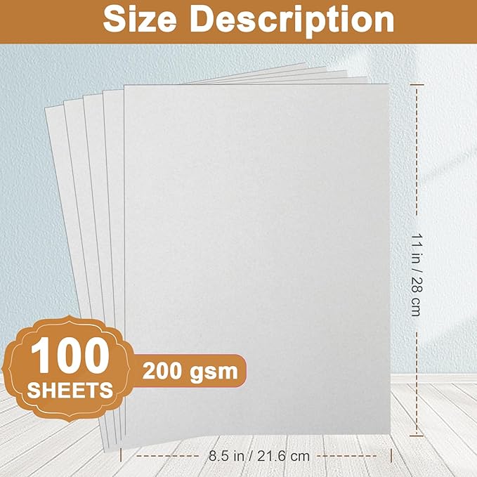 Silunkia 100 Sheets Grey Cardstock 8.5 x 11 Certificates Paper, 200gsm/75lb - Image 2