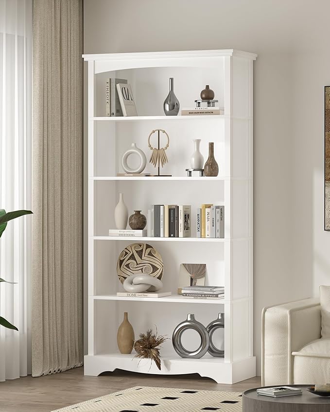 TVU 5-Tier Wooden Bookshelf, 65 Inch Tall Bookshelf - Image 7
