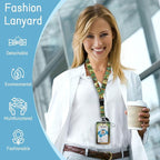Green Bookshelf Lanyards for ID Badges, Badge Holder - Image 2