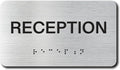RECEPTION Signs with Raised Text & Grade 2 Braille, Brushed Aluminum/Silver by EliteSign
