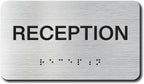 RECEPTION Signs with Raised Text & Grade 2 Braille, Brushed Aluminum/Silver by EliteSign