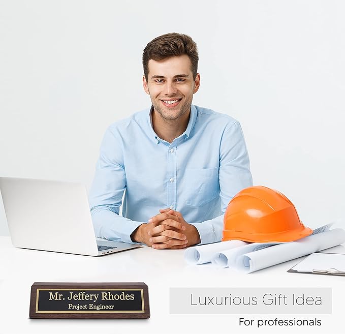 Business Wood Name Plate for Desk | Custom Desk Name Plate Personalized Gift - Image 5