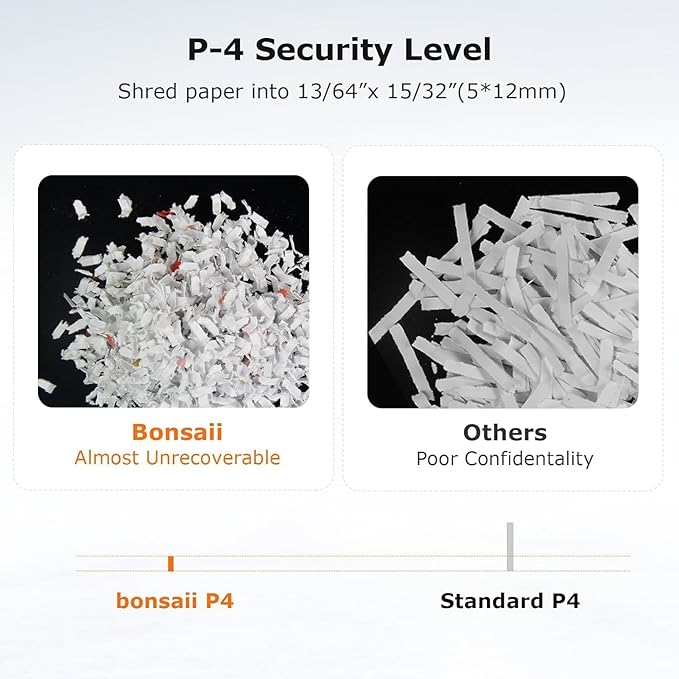 Bonsaii 12-Sheet Micro Cut Shredder, P-4 Security Level, Shreds Paper, Credit - Image 4