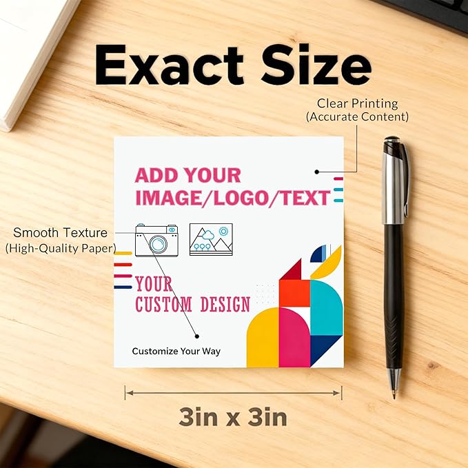 Personalized Sticky Notes Bulk 3-500 Pack – 3"x3" Custom Notepads Promotional - Image 4