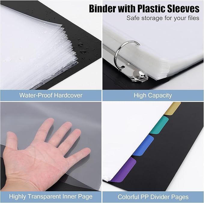 Uquelic 50-Pocket Binder with Plastic Sleeves - Image 3