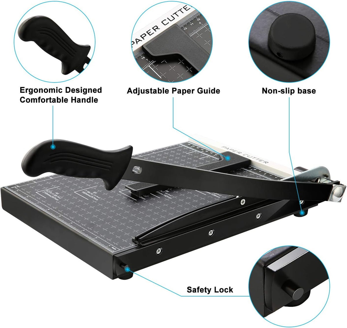 A4 Paper Trimmer Cutting Capacity 12 Sheets for Office School Craft Paper Black
