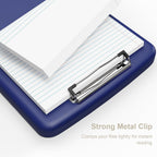 Piasoenc Clipboard with Storage, 8.5 x 11 Clip Board with Pen Holder,Blue | High Capacity, Heavy Duty Plastic Organization Box for A4 Legal Paper Folder, Folio & Side-Opening Nurses, Teachers, Student