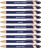 CRME 10pcs Funny Quotes Blue Ballpoint Pens Set 1mm Black Ink Pens by Unknown