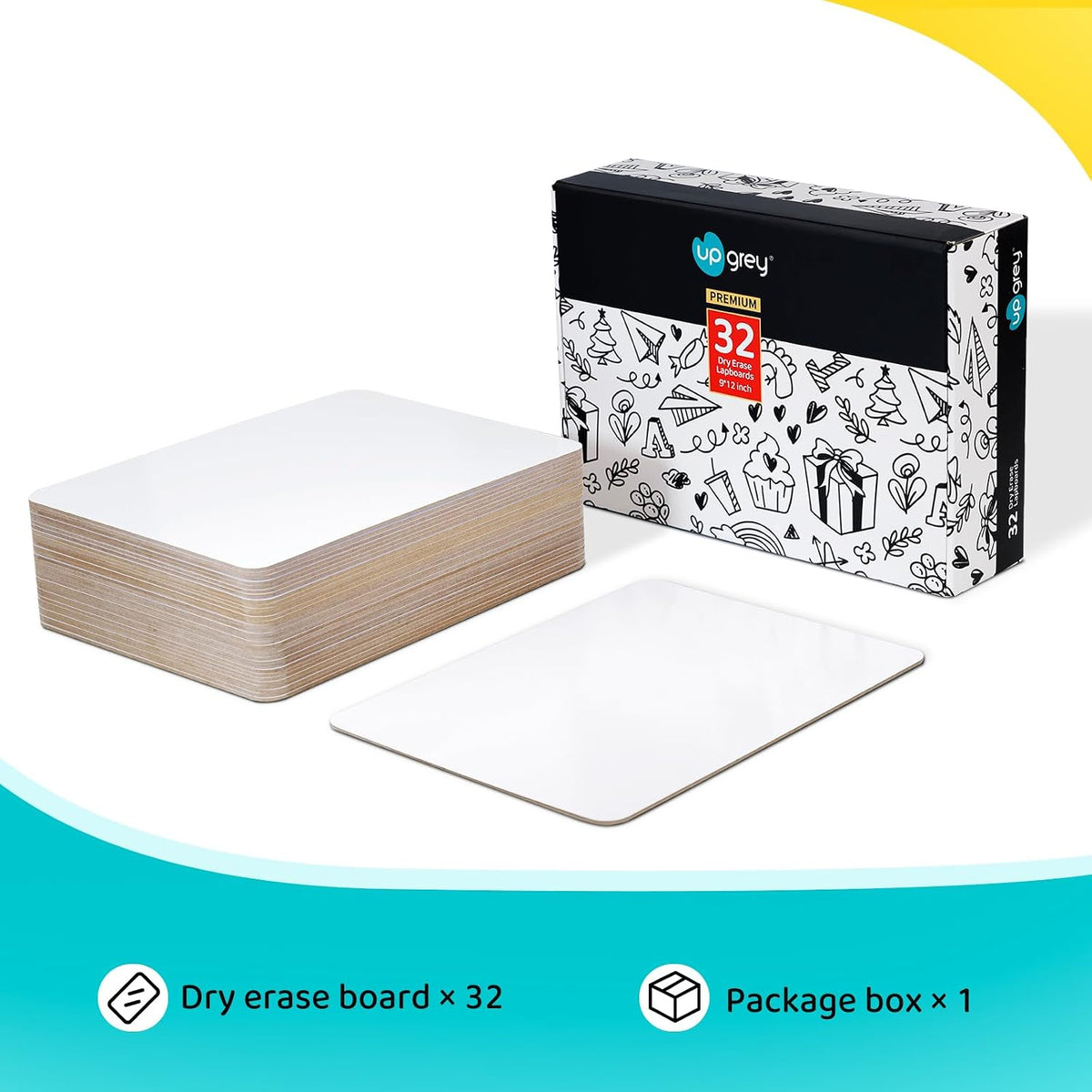 Upgrey Dry Erase Lapboards, 32 Pack Double-Sided Dry Erase Boards, Small Whit...