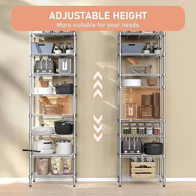 M MZG 8 Tier 2000 lbs Storage Rack Metal Wire Shelving Unit, Storage Standing - Image 6