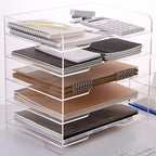 HeZone Acrylic Paper Letter Tray Organizer, 5 Tiers, Transparent, Rectangular by HeZone